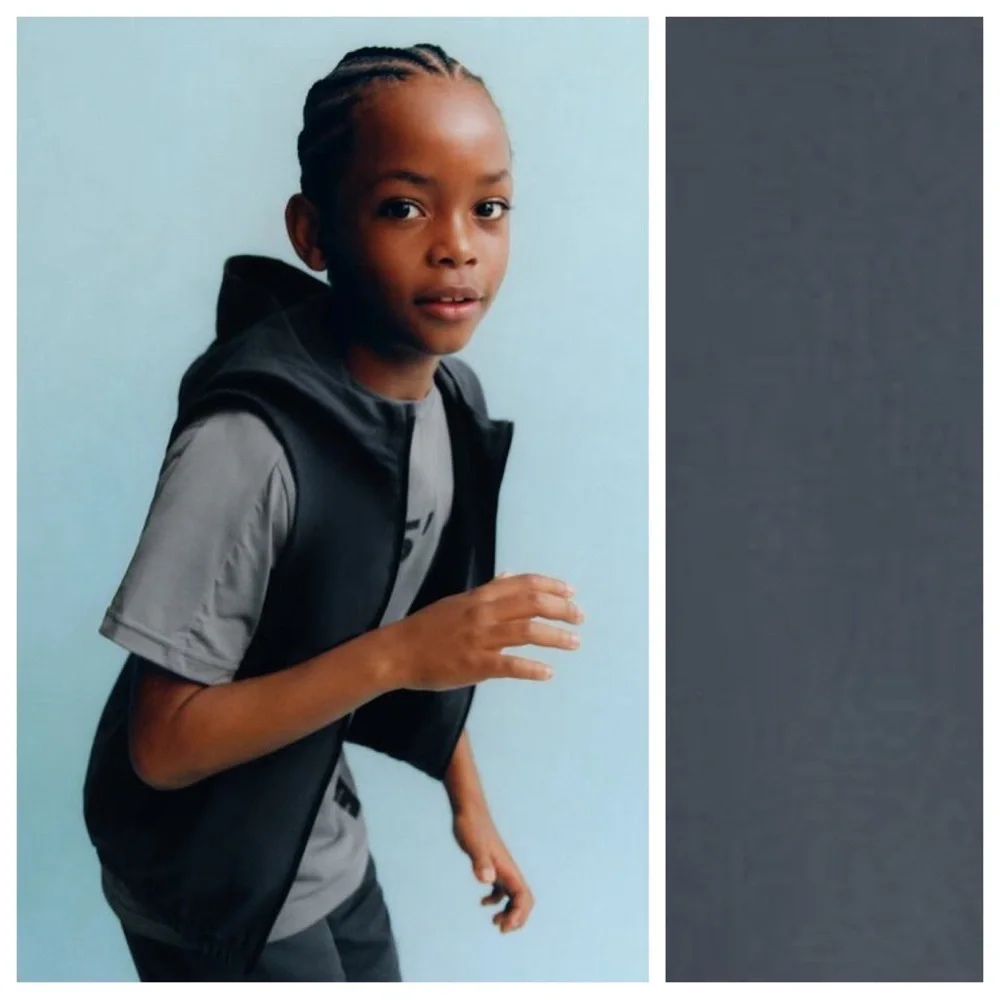 NWT. Zara Kids Anthracite Grey Sports Hooded Vest. Size 13-14.